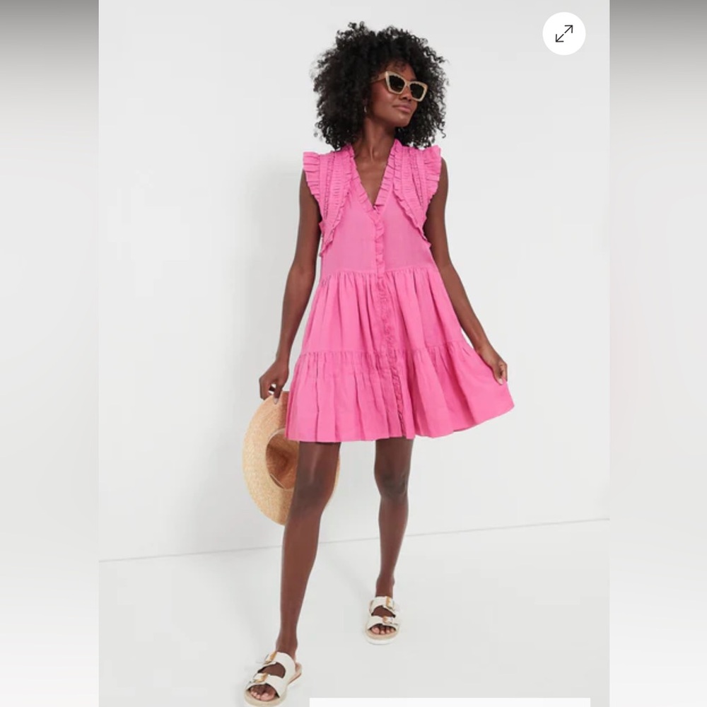 SEA NEW YORK Pink Cole Smocked Flutter Sleeve Dress Size S